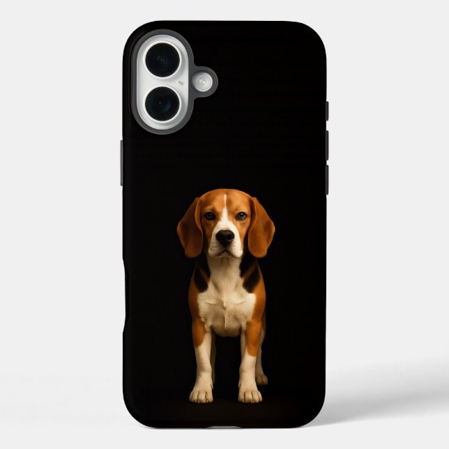 Funda iPhone 16 Plus Negro 4 Luxe iPhone 16 Plus, Beagle Amable (Reverso )