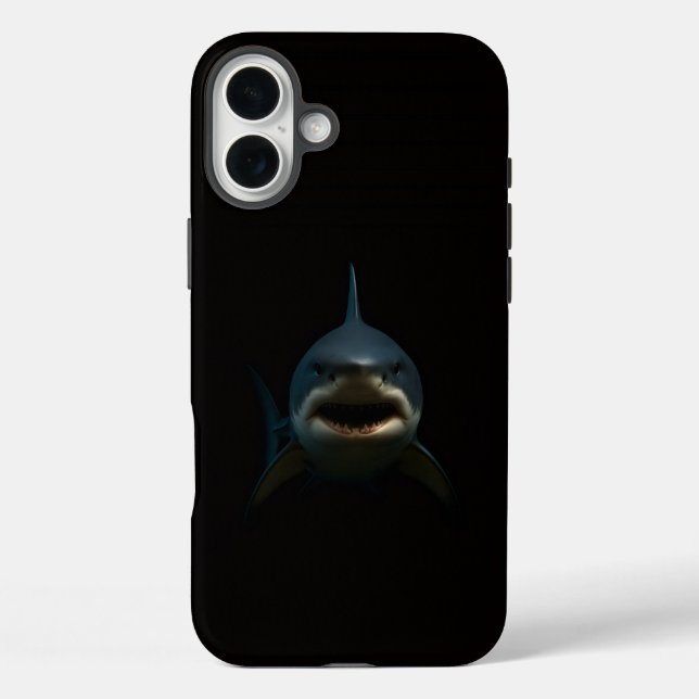 Funda iPhone 16 Plus Negro 4 Luxe iPhone 16 Plus, Gran Tiburón Blanco (Reverso )