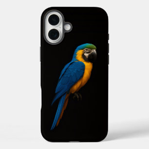Funda iPhone 16 Plus Negro 4 Luxe iPhone 16 Plus, Guacamayo Azul Amaril
