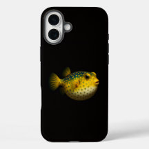 Negro 4 Luxe iPhone 16 Plus, Pez globo amarillo