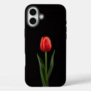 Funda iPhone 16 Plus Negro 4 Luxe iPhone 16 Plus, Tulipán Rojo Rubí