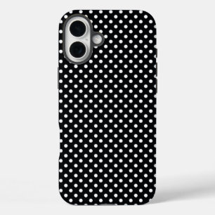 Funda iPhone 16 Plus Negro con lunares blancos