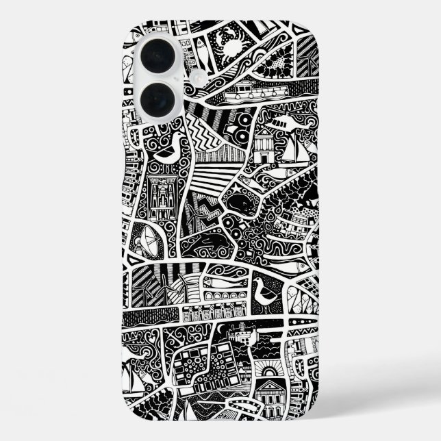 Funda iPhone 16 Plus negro marino rural (Reverso )