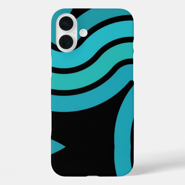 Funda iPhone 16 Plus Negro y turqués (Reverso )