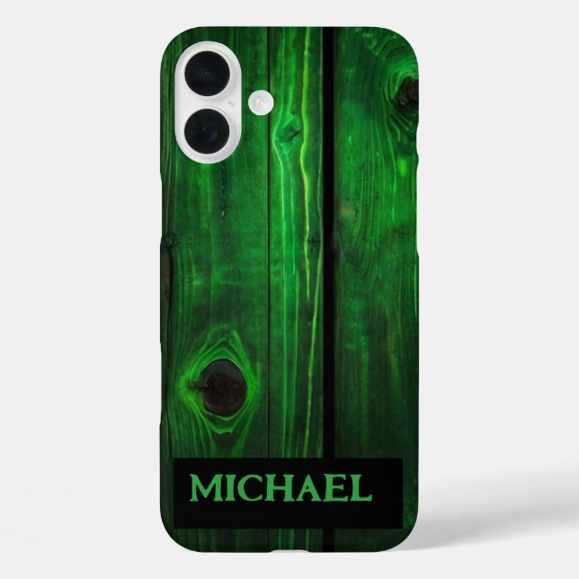 Funda iPhone 16 Plus Neon Green Wood Estuche para iPhone/iPad de resume (Reverso )