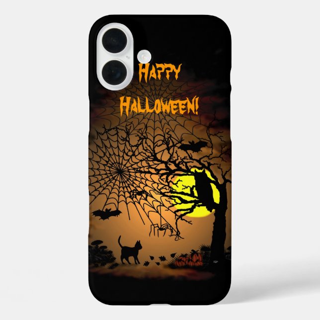 Funda iPhone 16 Plus Noche de Halloween, ¡Feliz Halloween! (Reverso )