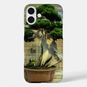 Funda iPhone 16 Plus Nombre de foto del árbol de Juniper Chino Bonsai