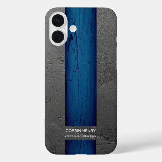 Funda iPhone 16 Plus Nombre de goteo azul Textura abstracta (Reverso )