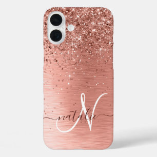 Funda iPhone 16 Plus Nombre del monograma del Purpurina Metalizado cepi
