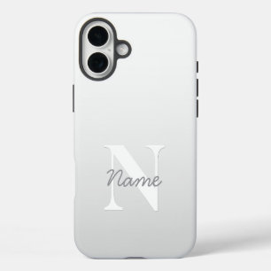 Funda iPhone 16 Plus Nombre en cursiva u otro texto con monograma Gra