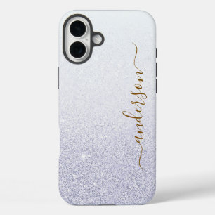 Funda iPhone 16 Plus Nombre monogramado con brillo elegante