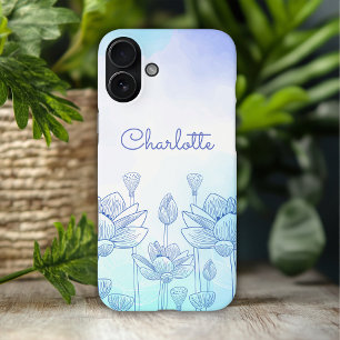 Funda iPhone 16 Plus Nombre personalizado de la superposición de siluet