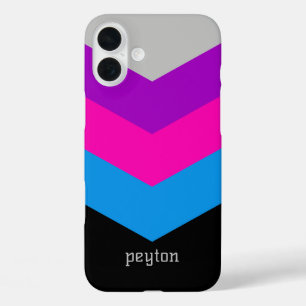 Funda iPhone 16 Plus Nombre personalizado del bloque de color del parab