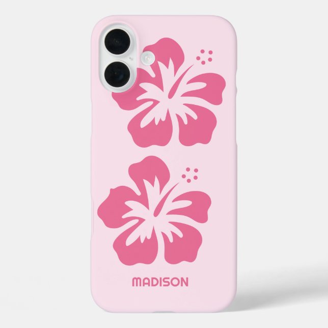 Funda iPhone 16 Plus Nombre personalizado Hibiscus (Reverso )
