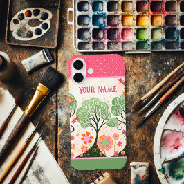 Funda iPhone 16 Plus Nombre personalizado Inespiritividad verde de árbo
