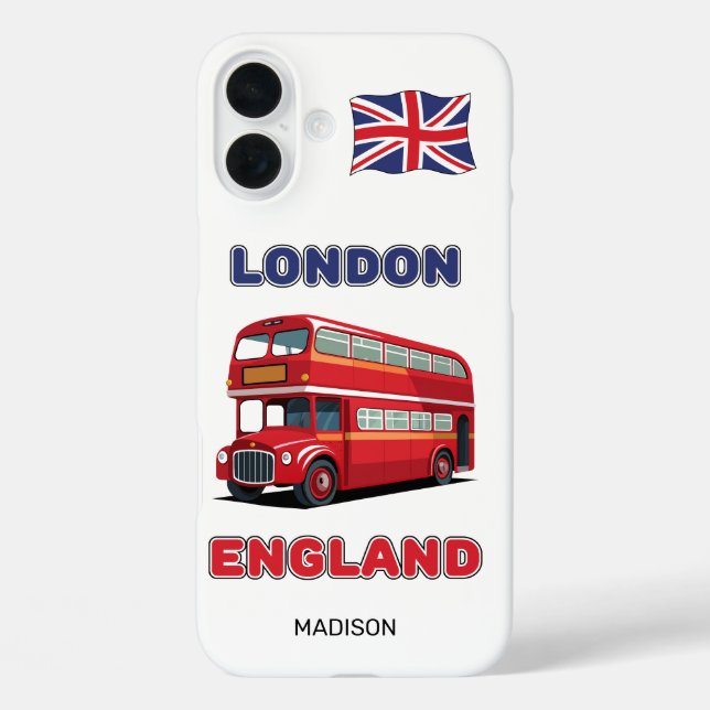 Funda iPhone 16 Plus Nombre personalizado Londres Inglaterra (Reverso )