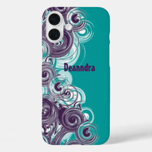 Funda iPhone 16 Plus Nombre personalizado Resumen Purple White Rolple P
