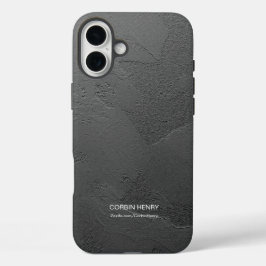 Funda iPhone 16 Plus Nombre Personalizado Texturizado Negro Mate Modern