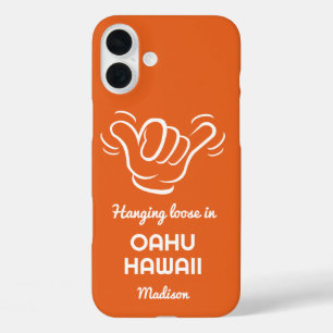 Funda iPhone 16 Plus Nombre personalizado, ubicación y color Shaka