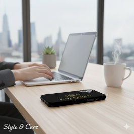 Funda iPhone 16 Plus Nombre y título personalizados con monograma