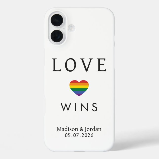 Funda iPhone 16 Plus Nombres personalizados / Texto Arcoíris LOVE (Reverso )
