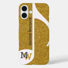 Funda iPhone 16 Plus nota musical personalizado faux golden