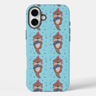Funda iPhone 16 Plus Nutria de mar de rock punk con pescado | Arte dive