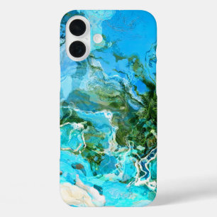 Funda iPhone 16 Plus Océano tropical turquesa azul y verde algas marina