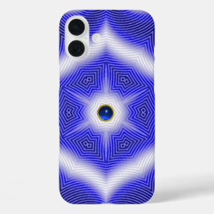 FUNDA iPhone 16 PLUS OLAS ABSTRACTAS, ESTRELLA AZUL Y PIEDRA DE SAFIRO