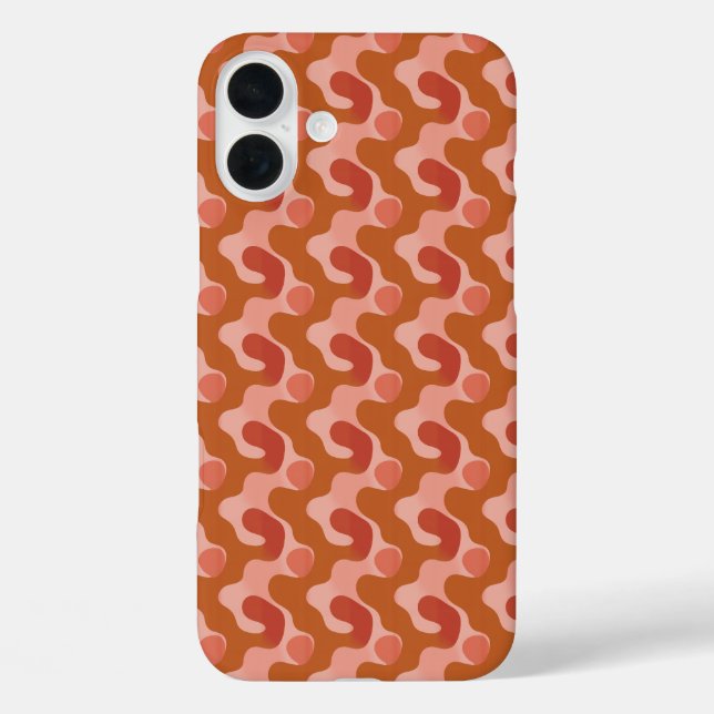Funda iPhone 16 Plus Olas fluidas en Naranja y rosa (Reverso )