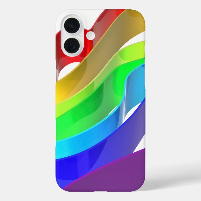 Funda iPhone 16 Plus Ondas arco iris (Reverso )