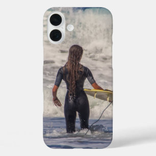 Funda iPhone 16 Plus Ondas Chica surfer