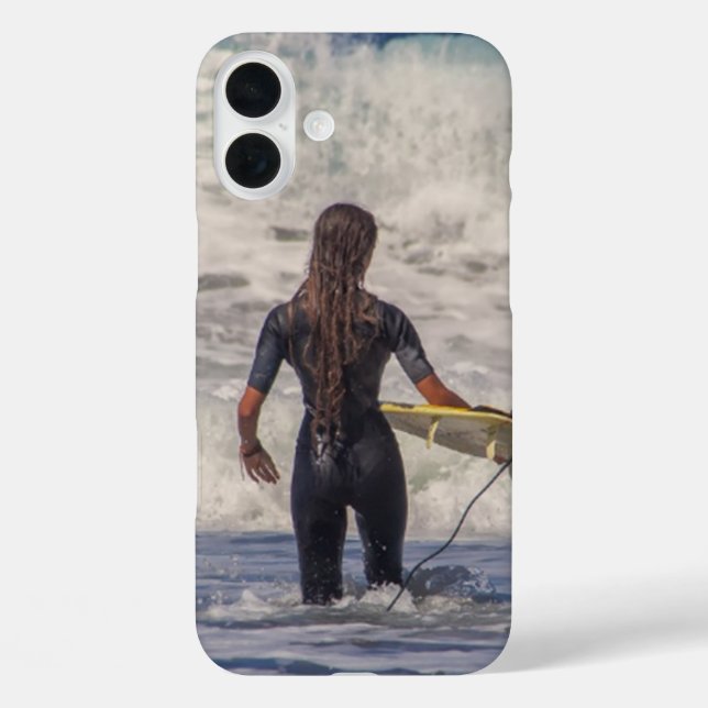 Funda iPhone 16 Plus Ondas Chica surfer (Reverso )