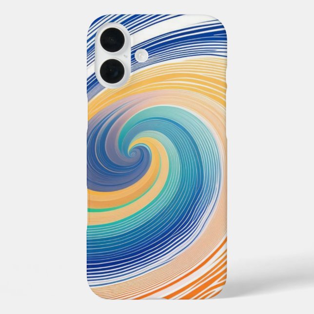Funda iPhone 16 Plus Ondas de rayas coloridas (Reverso )