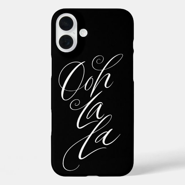 Funda iPhone 16 Plus Ooh La La - Letras sensuales de lujo negro (Reverso )