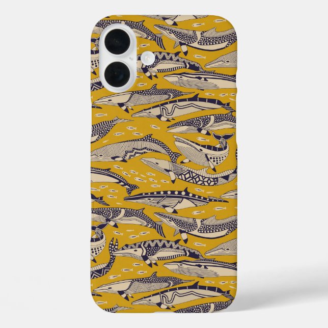 Funda iPhone 16 Plus oro de las ballenas minke (Reverso )