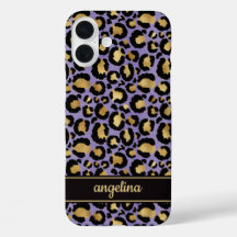 Oro Laminado Sobre Estampado De Leopardo Morado Mo