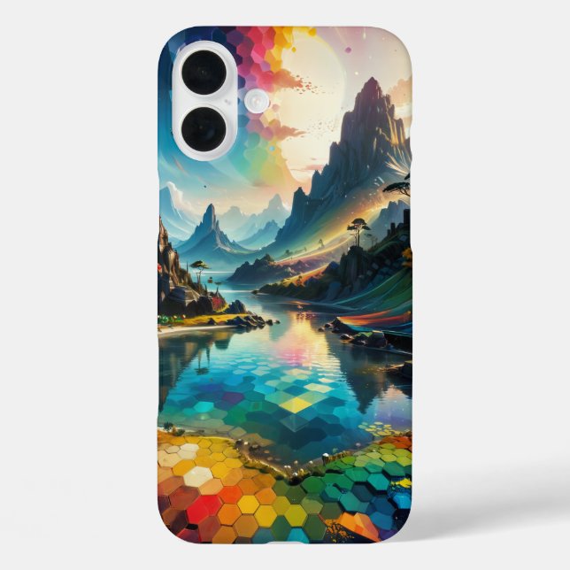 Funda iPhone 16 Plus Paisaje estético de fantasía (Reverso )