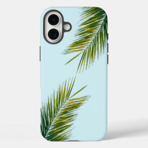 Funda iPhone 16 Plus Palma Tropical Verde en Azul Claro