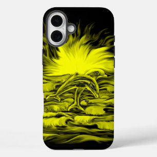 Funda iPhone 16 Plus Pareja delfín al sol