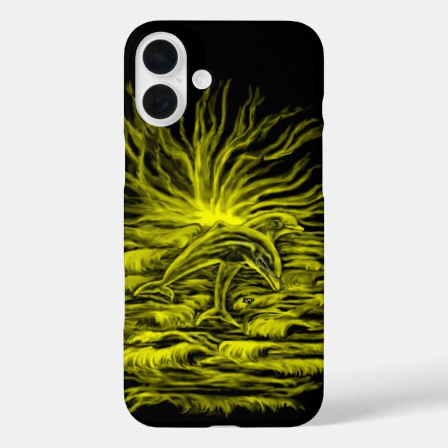 Funda iPhone 16 Plus Pareja delfín al sol (Reverso )