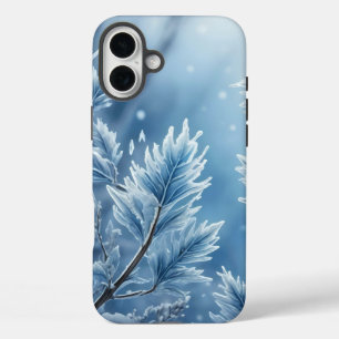 FUNDA iPhone 16 PLUS PASTEL BLUE HOLIDAY INVIERNO SNOWFLAKES