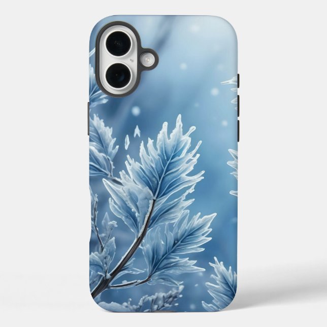 FUNDA iPhone 16 PLUS PASTEL BLUE HOLIDAY INVIERNO SNOWFLAKES (Reverso )