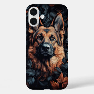 Funda iPhone 16 Plus Pastor Alemán en Hojas