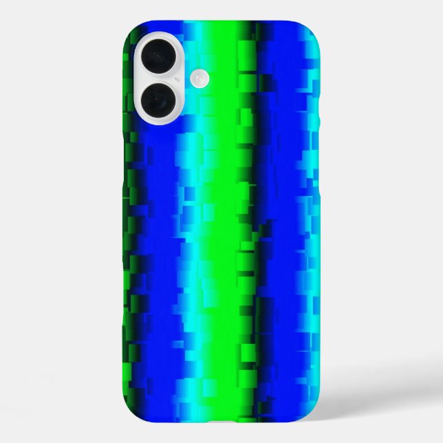 Funda iPhone 16 Plus Patrón arcoiris 3D verde azul (Reverso )