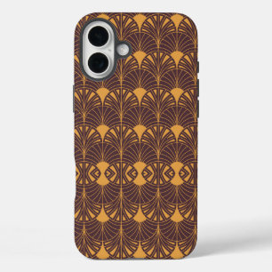 Funda iPhone 16 Plus patrón Art Deco con motivos en forma de abanico 