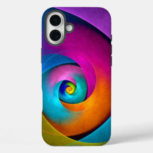 Funda iPhone 16 Plus Patrón azul rosado del arte del resumen floral mod