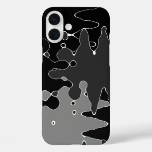 Funda iPhone 16 Plus Patrón blanco y negro de estilo moderno
