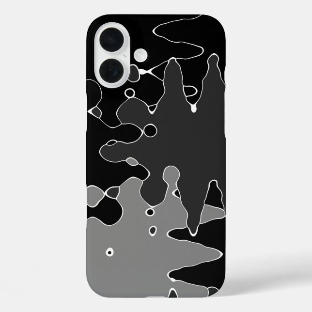 Funda iPhone 16 Plus Patrón blanco y negro de estilo moderno (Reverso )