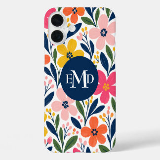 Funda iPhone 16 Plus Patrón Botánico Floral Moderno Colorido